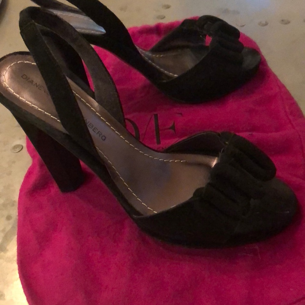 DVF Grotto black suede slingback 4 inch heel 6.5
